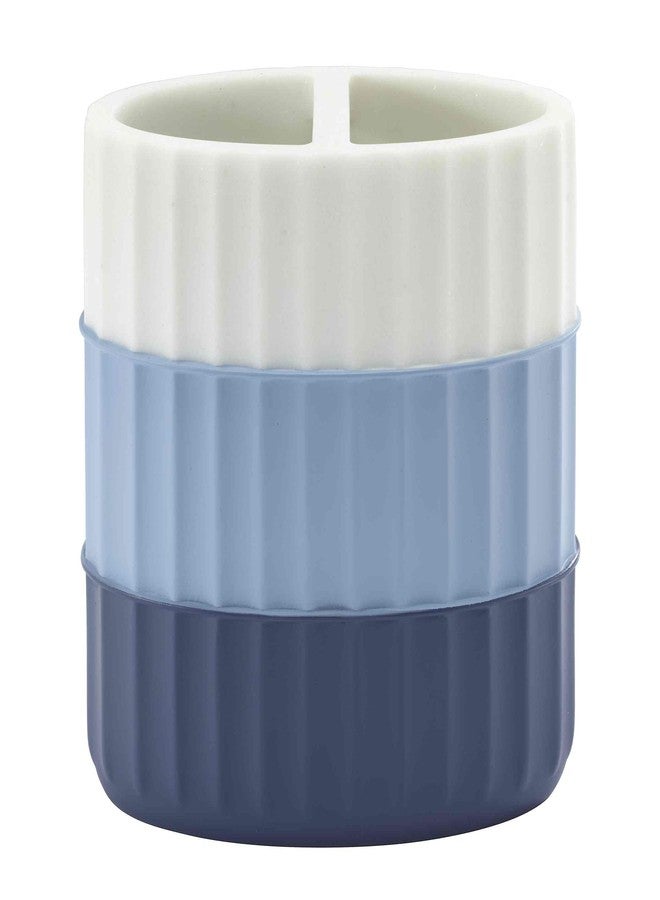 IZOD - Toothbrush Holder, Resin Countertop Bathroom Accessories, Dorm Room Essentials, Striped Bathroom Decor (Clubhouse Collection, Blue) - Image 4