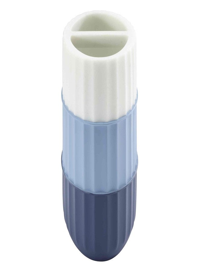 IZOD - Toothbrush Holder, Resin Countertop Bathroom Accessories, Dorm Room Essentials, Striped Bathroom Decor (Clubhouse Collection, Blue) - Image 3