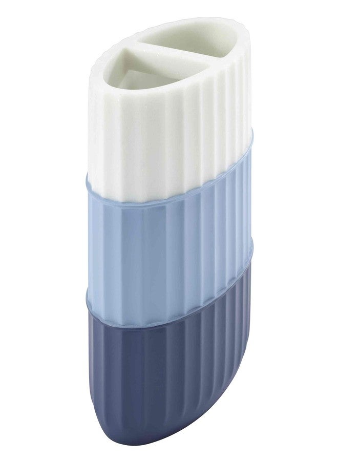 IZOD - Toothbrush Holder, Resin Countertop Bathroom Accessories, Dorm Room Essentials, Striped Bathroom Decor (Clubhouse Collection, Blue) - Image 5