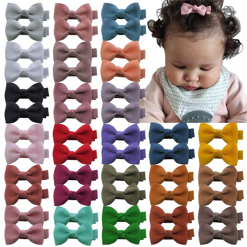 Baily Baby Hair Clips Tiny Hair Bow Alligator Clips for Toddler Baby Girls Fine Hair Pins in Fringe Bangs (Ambrosia 48 PCS in Pair) - Image 1