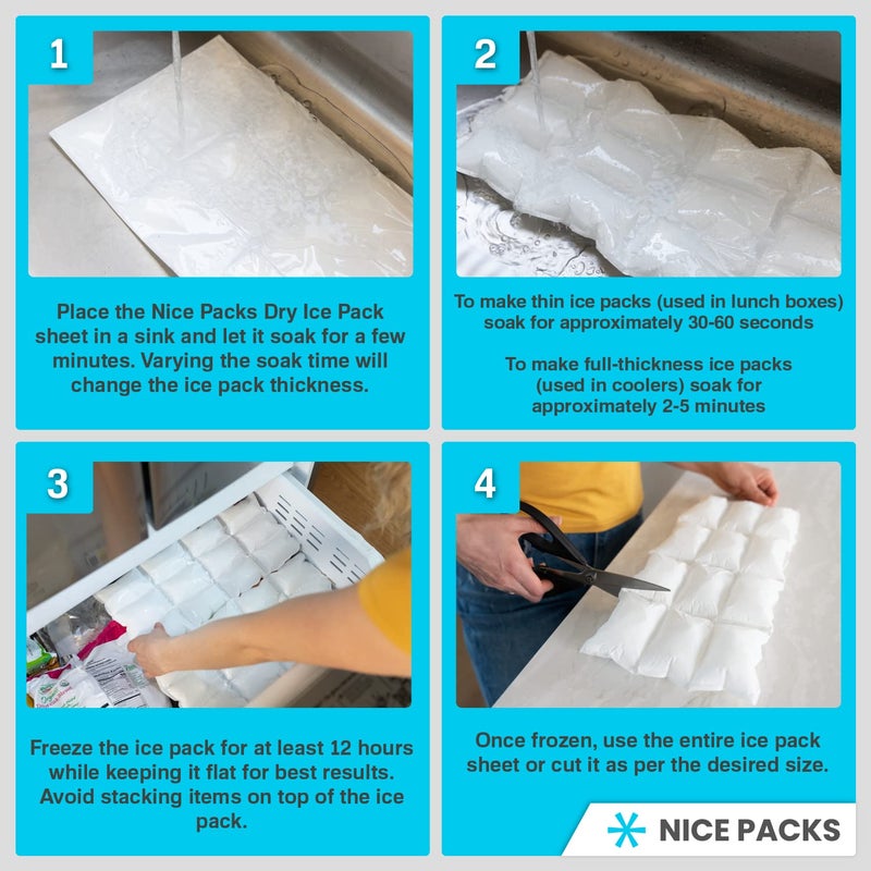 LIVE 2DAY Nice Packs Dry Ice Packs for Coolers, Lunch Box, Shipping Frozen Food – Ice Packs for Kids Lunch Bags – Reusable – Long Lasting - Flexible - Image 2