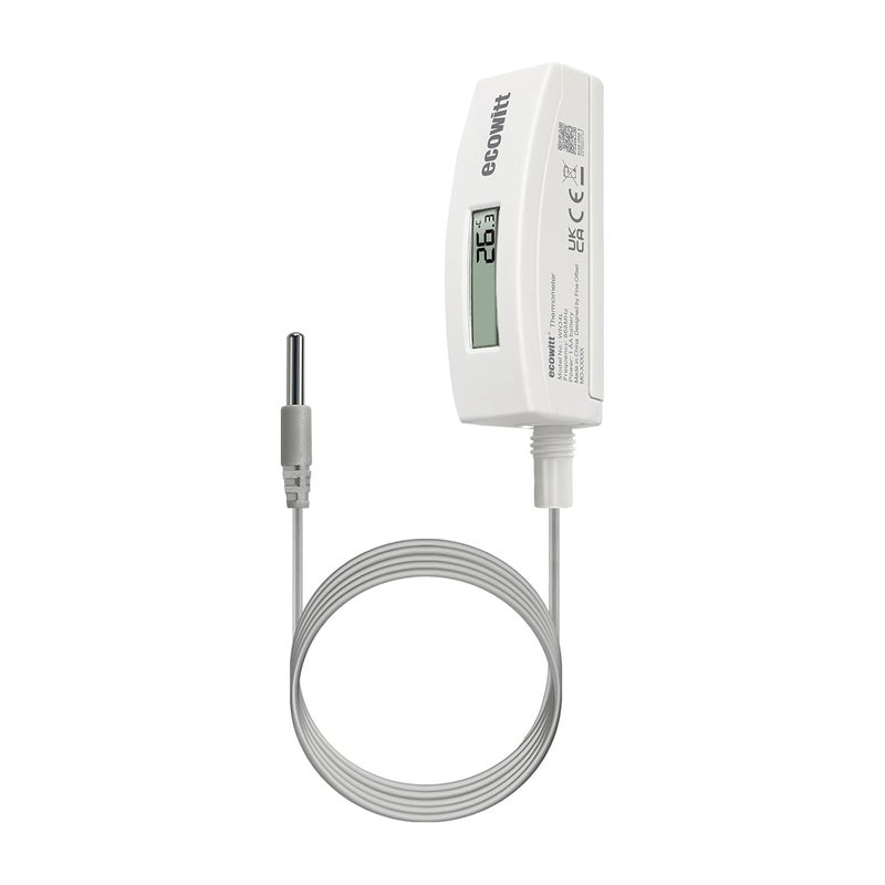 ECOWITT WN34BL Digital Pool Thermometer with LCD Display, Waterproof Water Temperature Sensor, Easy to Mount, 10ft Cable Sensor for Swimming Pool, Hot Tubs, Spas, Bath Water, Fish Ponds - Image 1