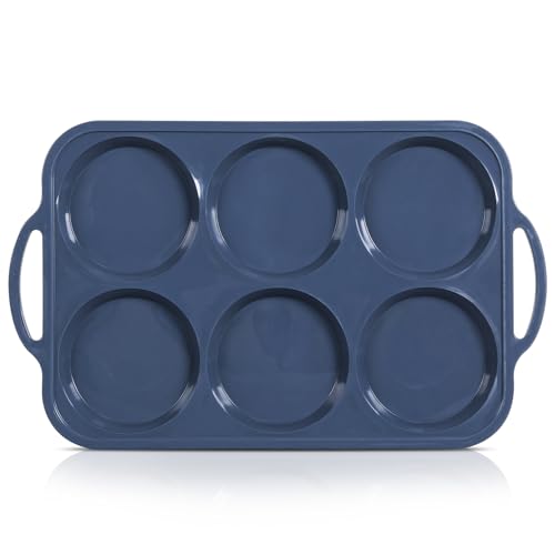 Vnray 4 Inch Jumbo Silicone Muffin Top Pan with Metal Frame, Non Stick Silicone Egg Mold for Oven, Large Whoopie Pie Baking Pan with Handle for English Breakfast Sandwich, Egg Bite, Bun Tart, Grey - Image 1