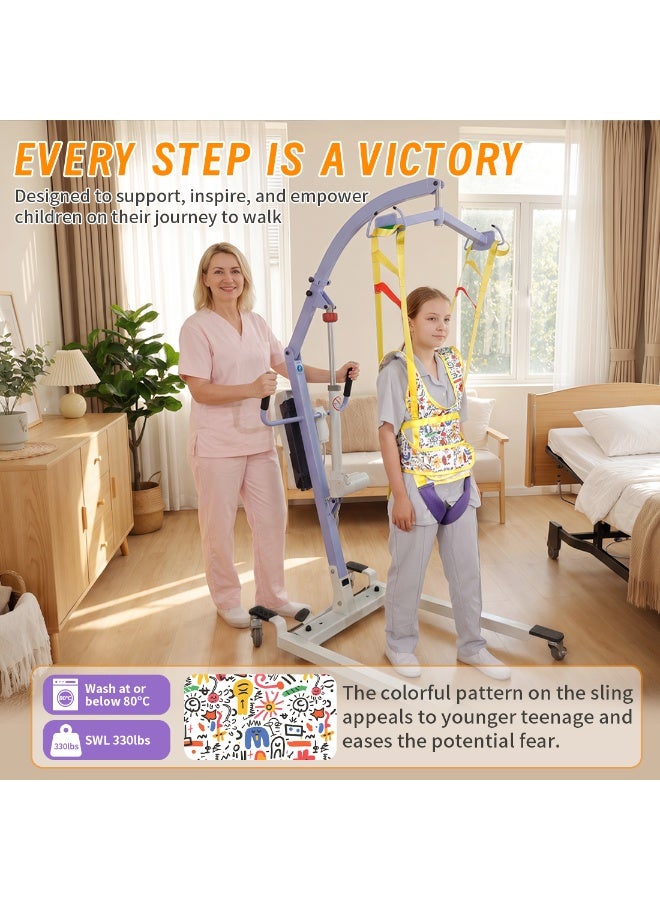 Ehucon Children Patient Lift Sling, Printed Divided Leg Transfer Sling for Kids, Comfortable Medical Lift Sling for Home Use, Toileting & Transfer Support for Disabled and Bedridden Children - Image 2
