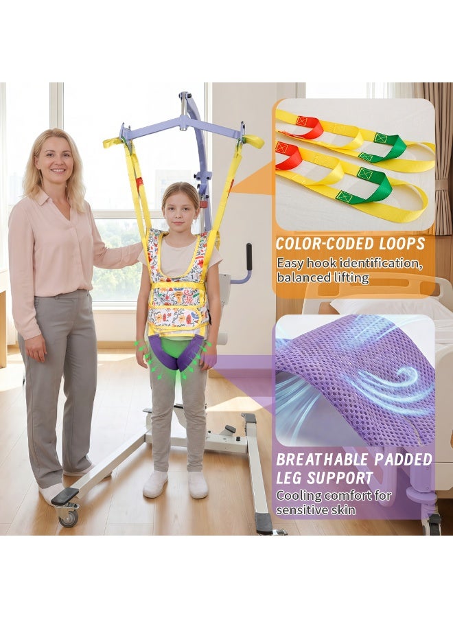 Ehucon Children Patient Lift Sling, Printed Divided Leg Transfer Sling for Kids, Comfortable Medical Lift Sling for Home Use, Toileting & Transfer Support for Disabled and Bedridden Children - Image 4