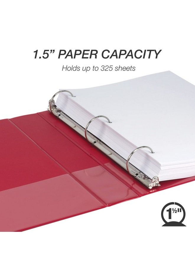 Samsill - Economy 1.5 Inch 3 Ring Binder Made In The Usa Round Ring Binder Customizable Clear View Cover Red 4 Pack (Mp48553) - Image 1