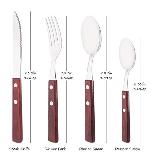 Uniturcky 8 PCS Dinner Spoon Set, 304 Stainless Steel Table Spoons with Red Wooden Square Handles, 7.9" Long - Image 5