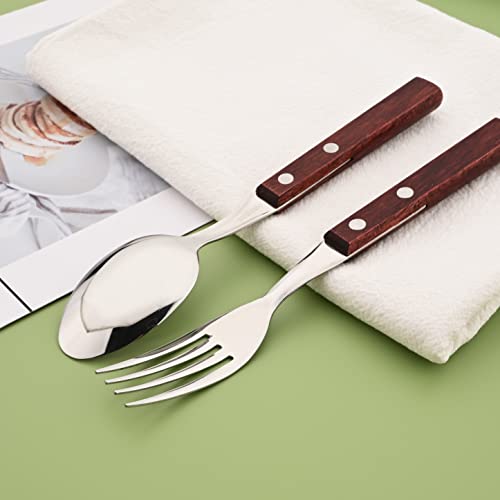 Uniturcky 8 PCS Dinner Spoon Set, 304 Stainless Steel Table Spoons with Red Wooden Square Handles, 7.9" Long - Image 3