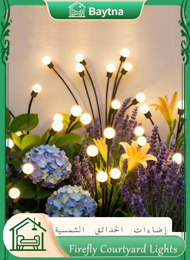 Baytna 10 LED Solar Firefly Lights, Swaying Garden Decor Lights, Waterproof Outdoor Solar Lights, Courtyard Lights with Auto On Off High Brightness Glow, Patio Yard Pathway Landscape Lighting for Home Camping Decoration Gift (Warm Light) - Image 1