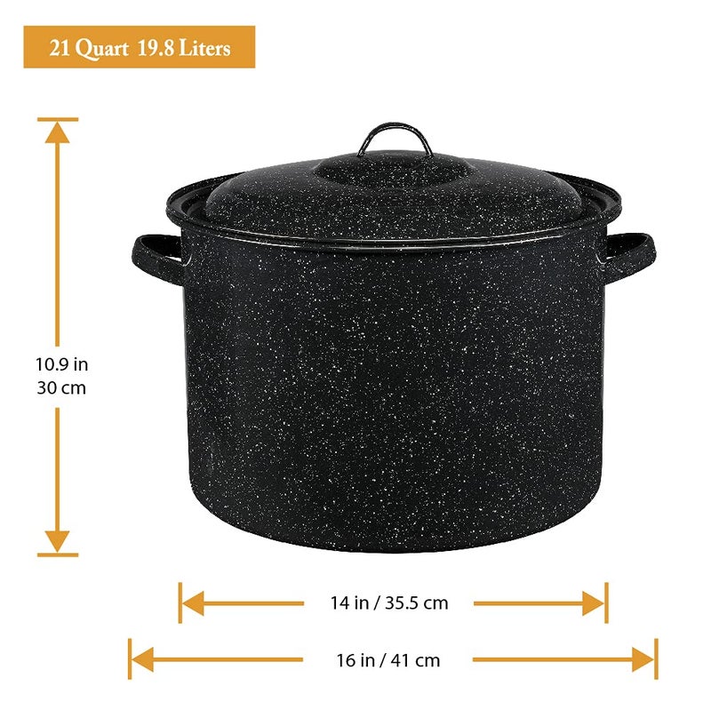 Granite Ware 21-Quart Stockpot, Large Capacity for Soups, Stews, Pasta - Durable Graniteware with Non-Stick Surface for Easy Cleaning - Chip-Resistant & Even Heat Distribution (Speckled Black) - Image 3