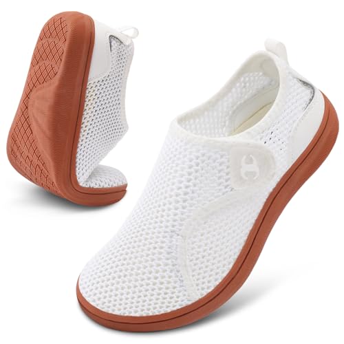 Scurtain Womens Wide Mesh Shoes Adult Beach Pool Water Shoe White Barefoot Grounding Rubber Walking Shoes for Women Summer Spring Cruise Travel Vacation Must Haves Size - Image 1