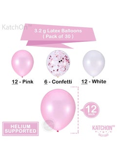 KATCHON Pink and White Confetti Party Balloons Pack of 30  - Image 2