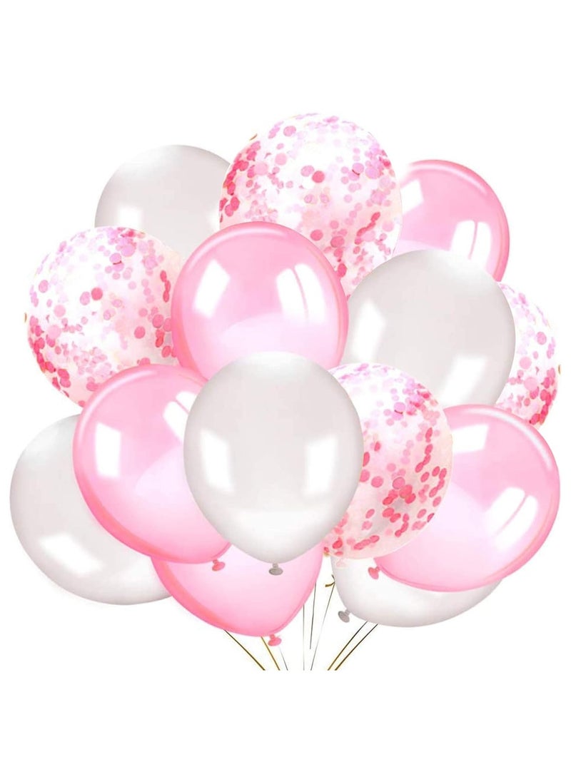 KATCHON - Pink and White Confetti Party Balloons Pack of 30 - Image 1