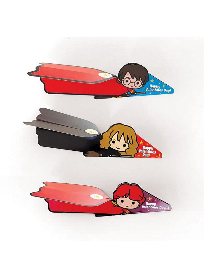 Harry Potter Flying Broom Valentines Day Cards For Kids 28 Card Pack & Envelopes Fold And Fly Paper Airplane Harry Hermione And Ron Great For School Classroom Parties Boys & Girls Ages 4+ - Image 4