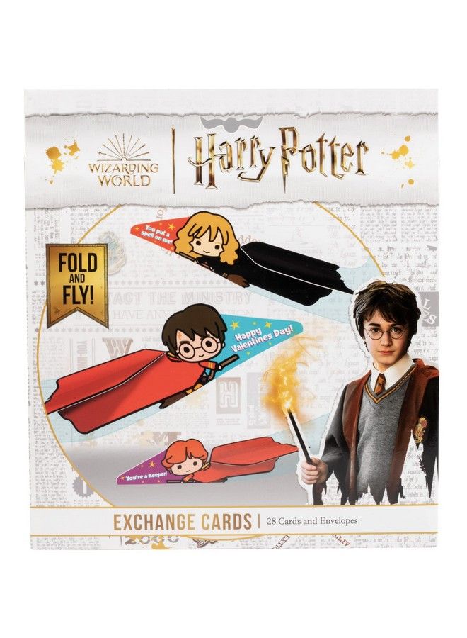 Harry Potter Flying Broom Valentines Day Cards For Kids 28 Card Pack & Envelopes Fold And Fly Paper Airplane Harry Hermione And Ron Great For School Classroom Parties Boys & Girls Ages 4+ - Image 3