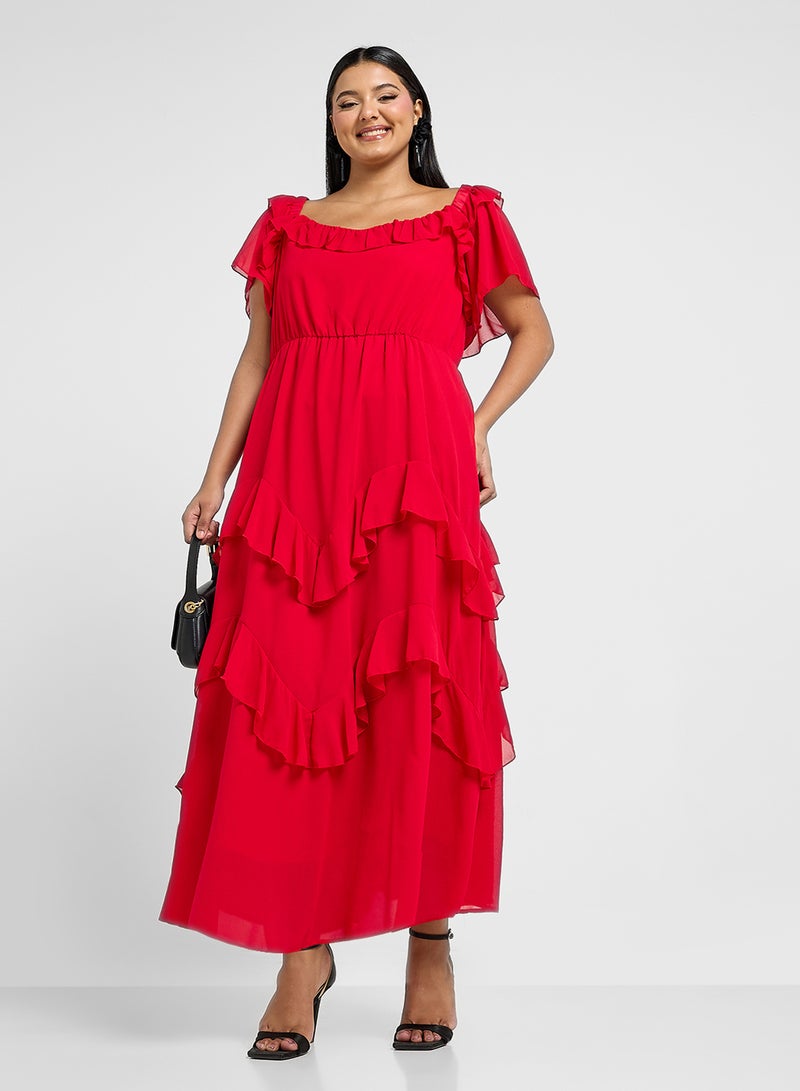 ايلا بلس فستان شيفون متعدد الطبقات - Image 4