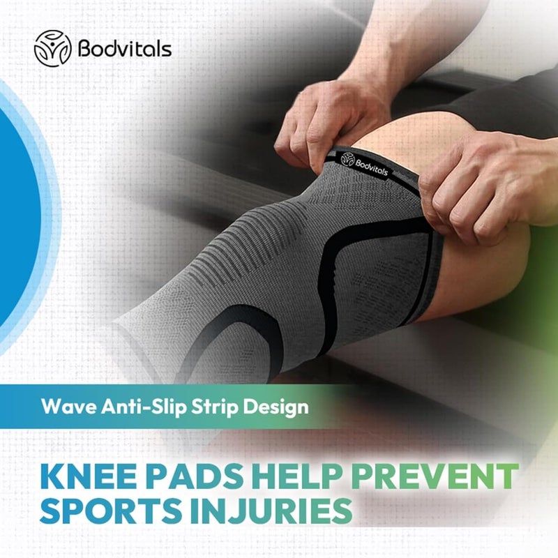 BODVITALS Knee Brace Compression Sleeve | Sports Knee Sleeve for Men and Women | Knee Brace for Running, Indoor & Outdoor Sports, Gym, Cycling, Football, Basketball and Weightlifting (Black, XL) - Image 5