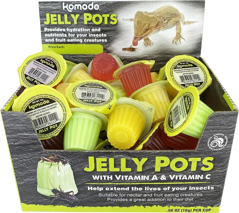 Komodo Jelly Pots Mixed Fruit Flavor Insect Food  Individually Portioned  Provides Nutrition  Hydration for FruitEating Reptiles 40 Count Display 16g per Cup - Image 1