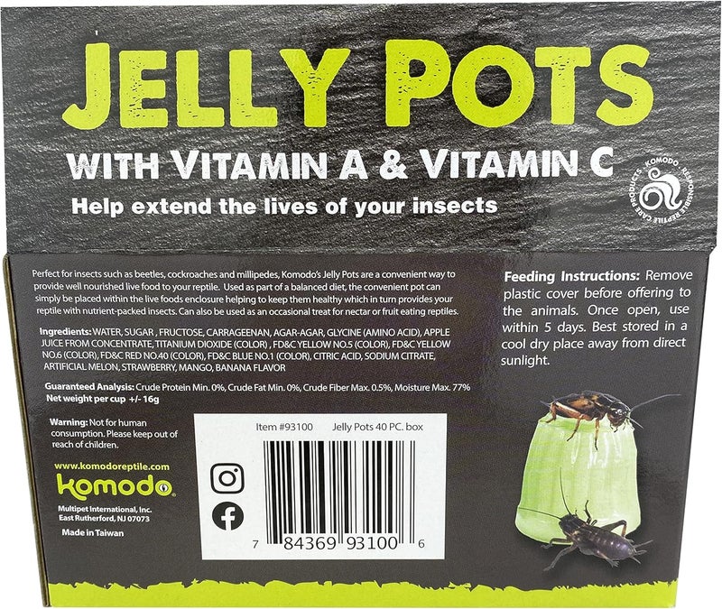 Komodo Jelly Pots Mixed Fruit Flavor Insect Food  Individually Portioned  Provides Nutrition  Hydration for FruitEating Reptiles 40 Count Display 16g per Cup - Image 3