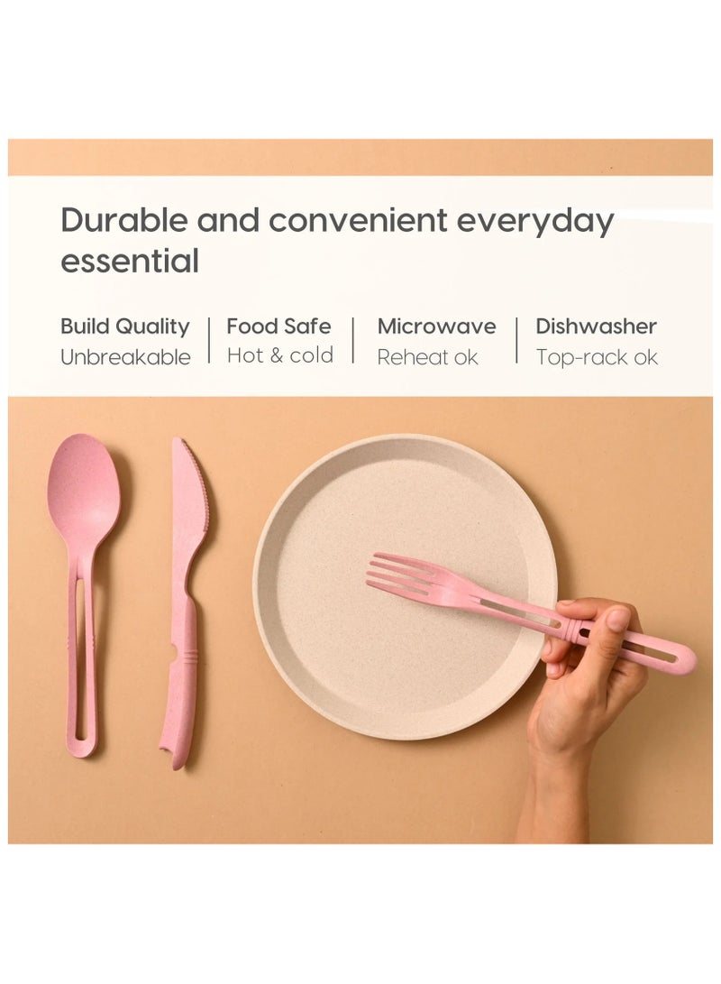 FRENVI Earth Friendly Cutlery Set for Dining Table |Travel Cutlery Set of 4 | Turkish Pink  - Image 3