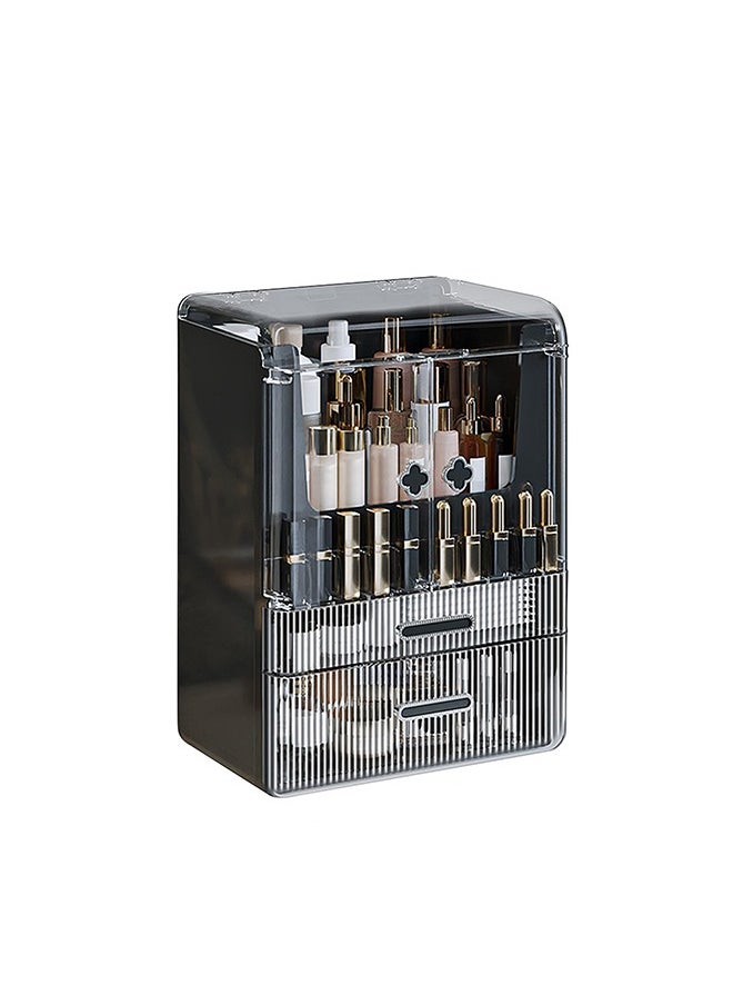 XiuWoo Makeup Organizer for Vanity Large Capacity Skincare Organizers Dustproof Makeup Storage Box Cosmetic Display Cases with 2 Drawers and Lids Cosmetic Organizer for Bathroom Countertop  - Image 2