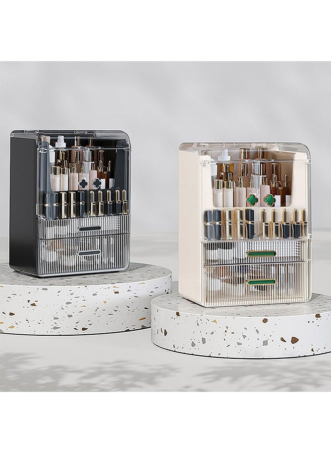 XiuWoo Makeup Organizer for Vanity Large Capacity Skincare Organizers Dustproof Makeup Storage Box Cosmetic Display Cases with 2 Drawers and Lids Cosmetic Organizer for Bathroom Countertop  - Image 3