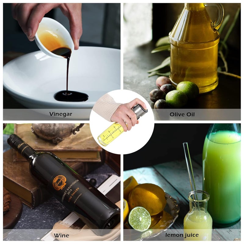 Hocimit Kitchen Olive Oil Sprayer for Air Fryer, 100 ml with Precise Scale and Funnel, Stainless Steel and Glass for Baking, BBQ - Image 3