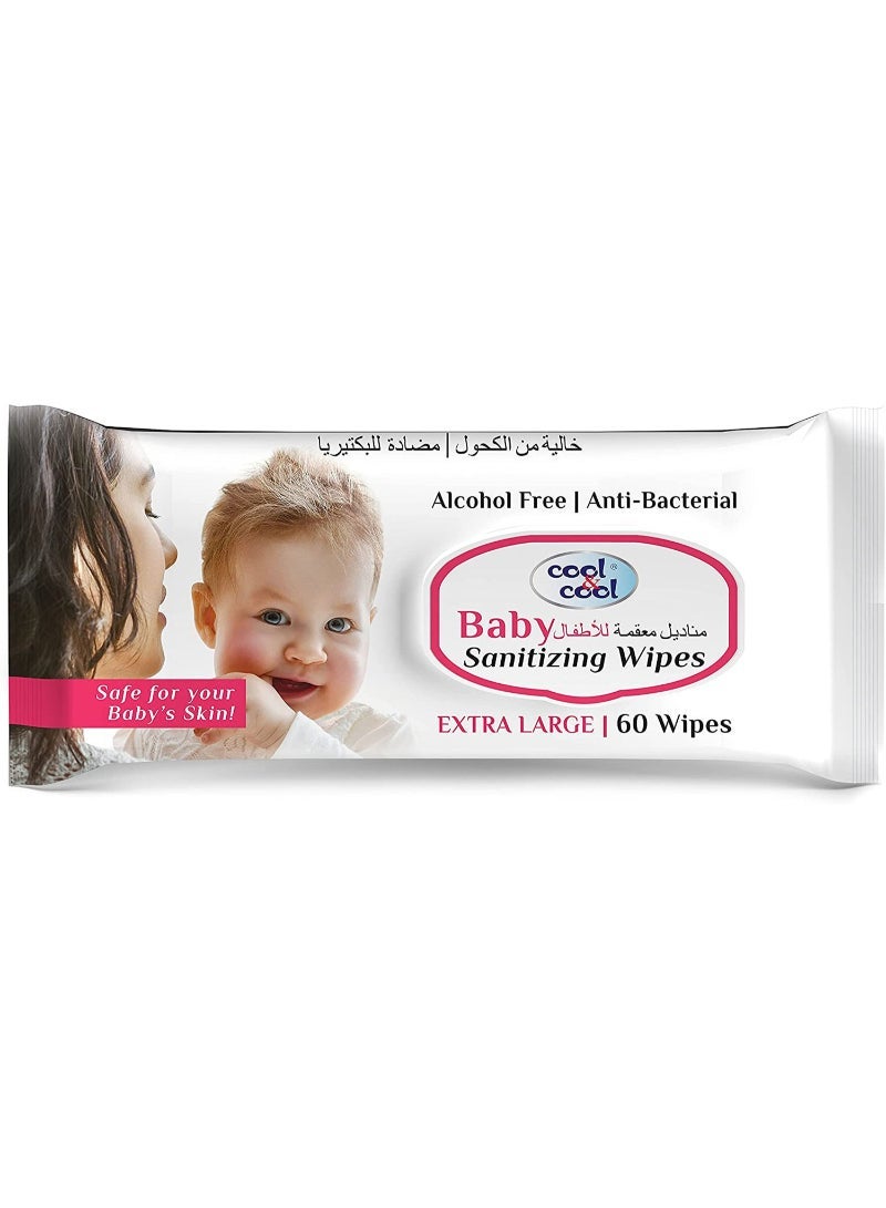 Cool & Cool Anti-Bacterial Baby Sanitizing Wipes Extra Large 60pcs