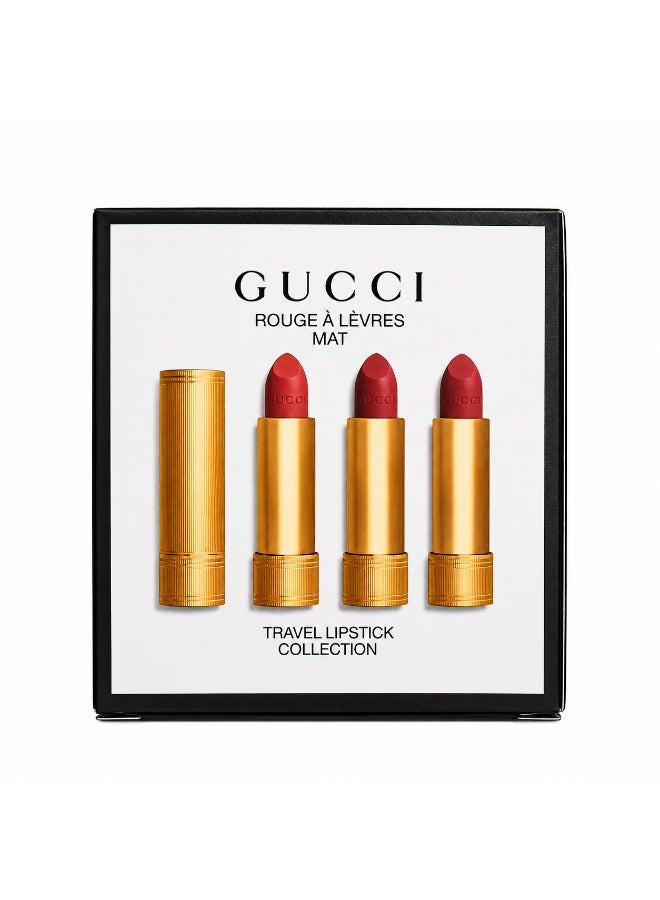 Gucci Rouge À Lèvres Mat Travel Lipstick Collection Gift Set | 3 Matte Lipsticks x 3.5g | Shades 208 They Met in Argentina, 308 Lucy Dark Orange & 505 Janet Rust | Long-Lasting Velvet Matte Finish - Image 1