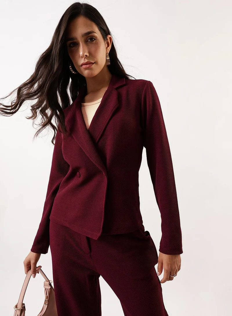 Dennis Lingo Women's Maroon 100% Polyester Solid Single-Breasted Upper Full Length Casual Bottom Regular Fit Co-Ords