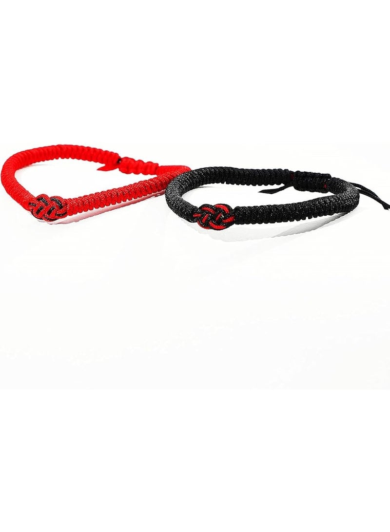 سوارين للزوجين، مصنوعان يدوياً بحبل أسود وأحمر، مزيج من الحب اللانهائي وحظ السوار للرجال والنساء، سوار عقدة تعويذة تيبتية للتوافق، للصداقة والحب والحماية - Image 3