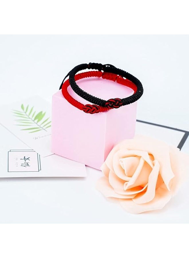 سوارين للزوجين، مصنوعان يدوياً بحبل أسود وأحمر، مزيج من الحب اللانهائي وحظ السوار للرجال والنساء، سوار عقدة تعويذة تيبتية للتوافق، للصداقة والحب والحماية - Image 5