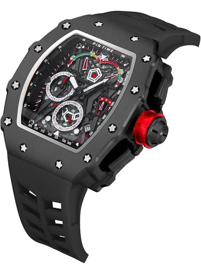 PINTIME Fashion Mens Watch Hallow Punk Chronograph Sports Wristwatch Luxury Designer Mens Watch - Image 2