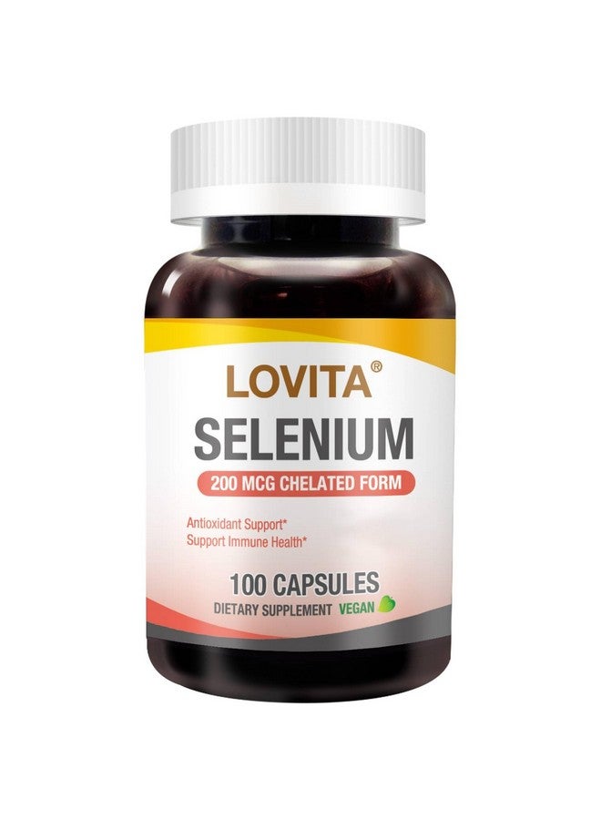 Lovita لوفيتا سيلينيوم 200 ميكروغرام، شكل جليسينات مخلب لامتصاص عالي، خالي من الخميرة، دعم المناعة وصحة الغدة الدرقية 100 كبسولة نباتية - Image 1