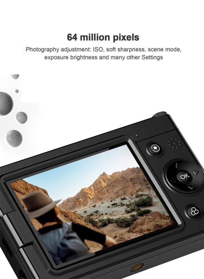 Generic 64MP Digital Camera 4K Vlogging with IPS Screen 28X Zoom Anti Shake WiFi Beauty Filter 64GB SD Card Compact for YouTube Live Streaming Travel Photography Student Gift - Image 4