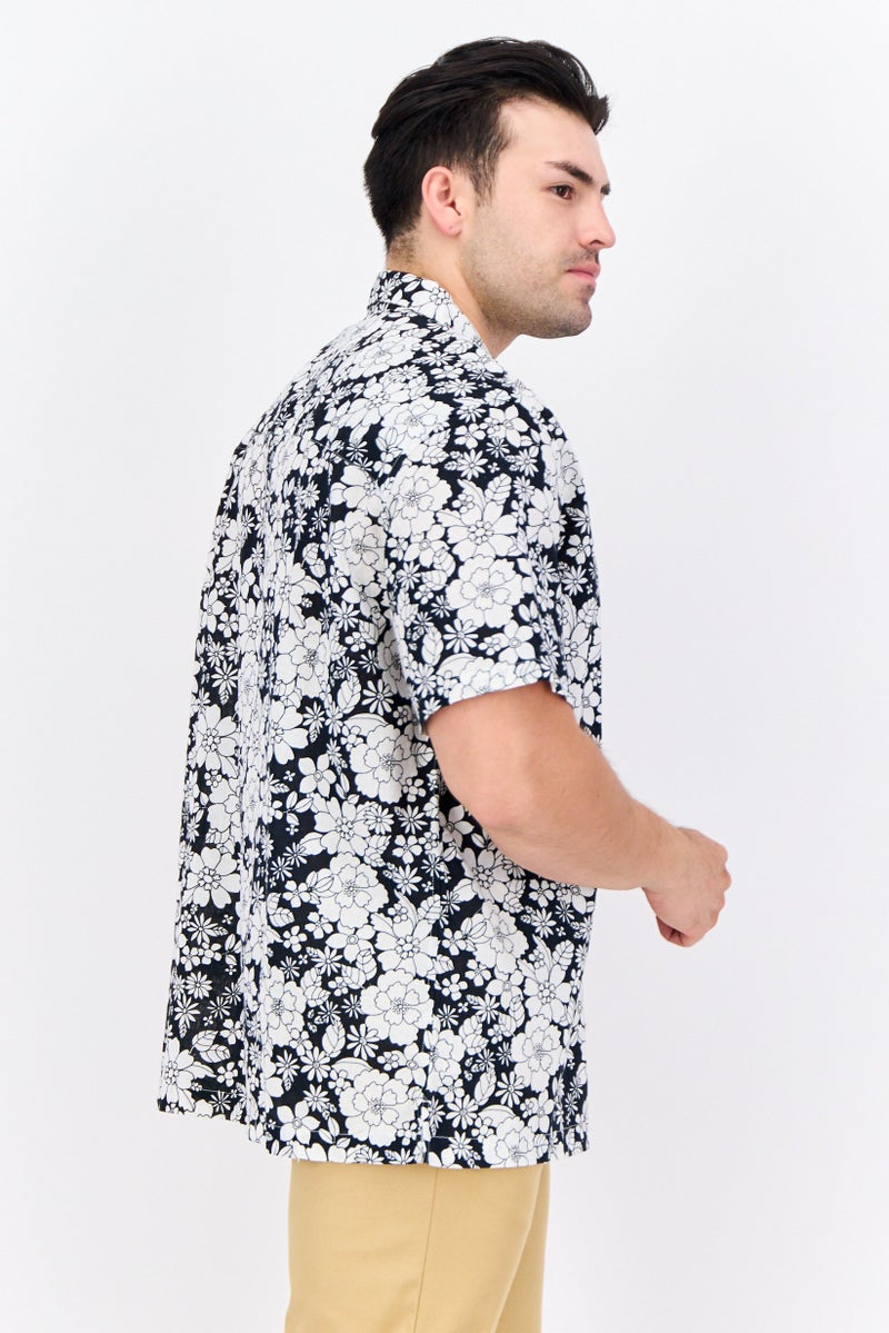 GAP Men Regular Fit Floral Print Short Sleeves Casual Shirt, Black - Image 2