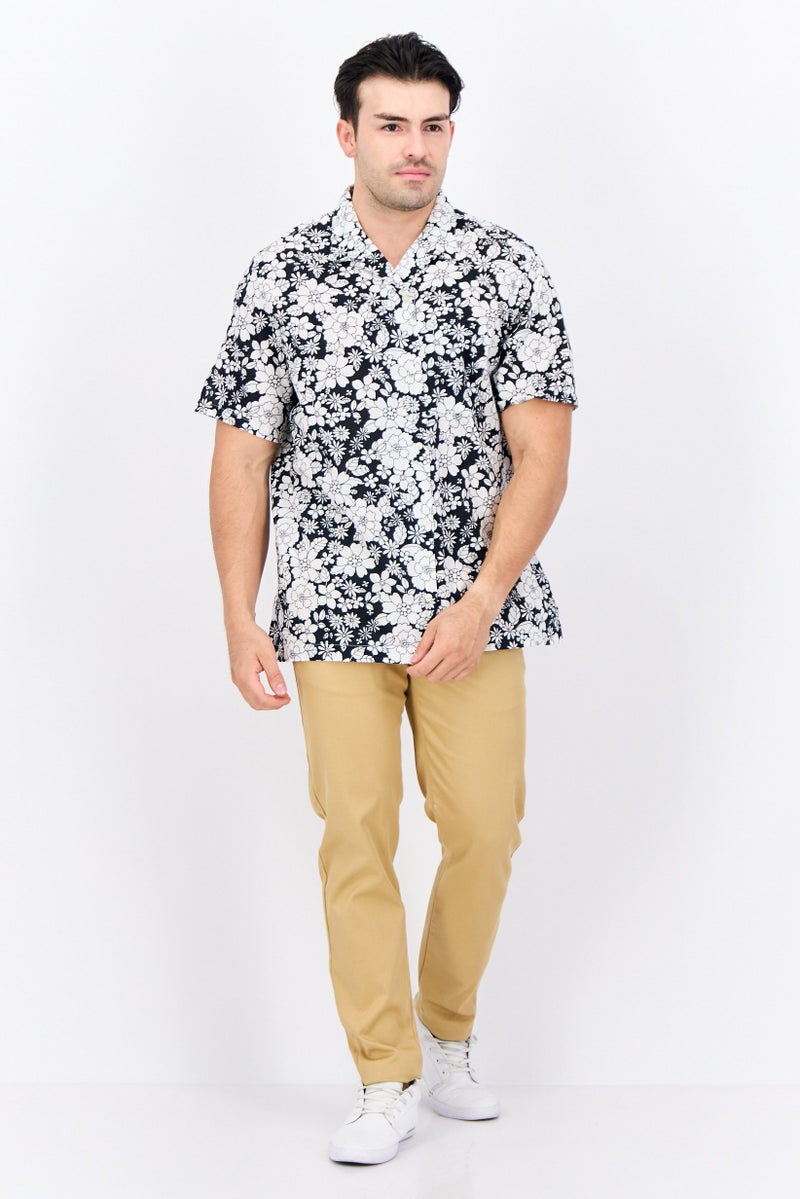 GAP Men Regular Fit Floral Print Short Sleeves Casual Shirt, Black - Image 4