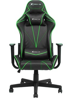 XTRIKE ME Gaming Chair Adjustable Computer Chair PC Office PU Leather High Back Lumbar Support comfortable armrest Headrest green and black On Wheels GC-909  - Image 5
