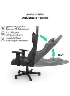 XTRIKE ME Gaming Chair Adjustable Computer Chair PC Office PU Leather High Back Lumbar Support comfortable armrest Headrest green and black On Wheels GC-909  - Image 2