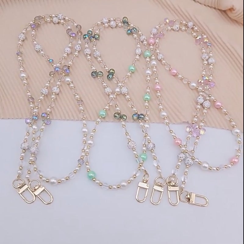 Urban Exquisite Girl Pearl Beaded Crossbody Creative New Mobile Phone Chain Beaded Chain Bag Hanging Chain Can Be Back - Image 2