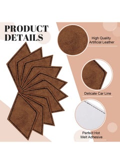 Giegxin 120 Pieces Rustic Leatherette Hat Patches With 8 Types Of Shape Laser Engraving Blanks Patch Adhesive For Fabric Faux Leather Patch Repair Sewing Repair Patches (Archaize Color)  - Image 3