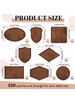 Giegxin 120 Pieces Rustic Leatherette Hat Patches With 8 Types Of Shape Laser Engraving Blanks Patch Adhesive For Fabric Faux Leather Patch Repair Sewing Repair Patches (Archaize Color)  - Image 2