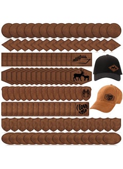 Giegxin 120 Pieces Rustic Leatherette Hat Patches With 8 Types Of Shape Laser Engraving Blanks Patch Adhesive For Fabric Faux Leather Patch Repair Sewing Repair Patches (Archaize Color)  - Image 1