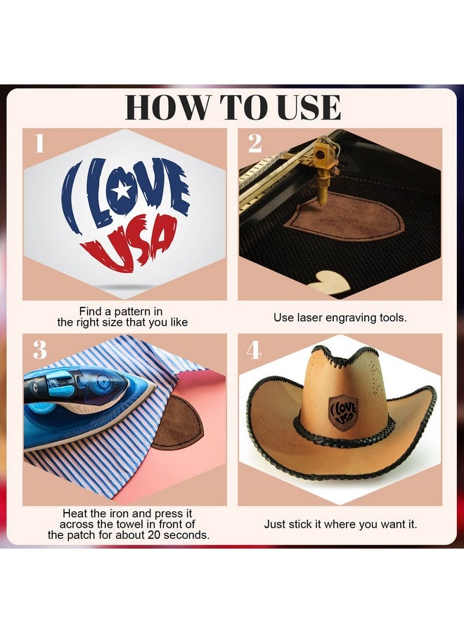 Giegxin 120 Pieces Rustic Leatherette Hat Patches With 8 Types Of Shape Laser Engraving Blanks Patch Adhesive For Fabric Faux Leather Patch Repair Sewing Repair Patches (Archaize Color) - Image 4