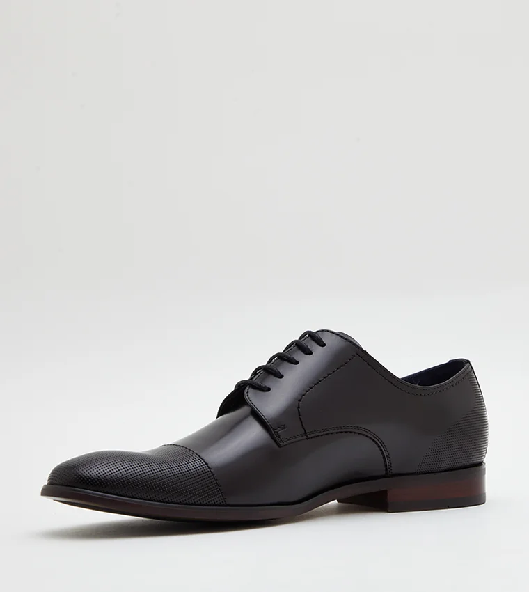 ستيف مادن Pasage Black Leather Men's Lace-Up Shoes