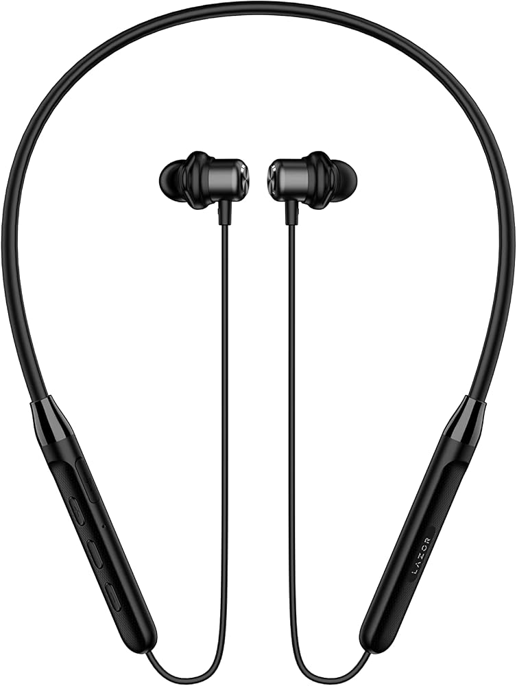 لازور سماعة LAZOR Groove EA106 اللاسلكية بحزام على الرقبة مزودة بمشابك للأذنين، صوت استريو، دعم للاتصال بجهازين في نفس الوقت، مقاومة للماء (معيار IPX4)، صوت عالي الجودة، وقت تشغيل يصل إلى 15 ساعة، تحكم متعدد الوظائف، نسخة بلوتوث 5.0، اللون أسود - Image 2