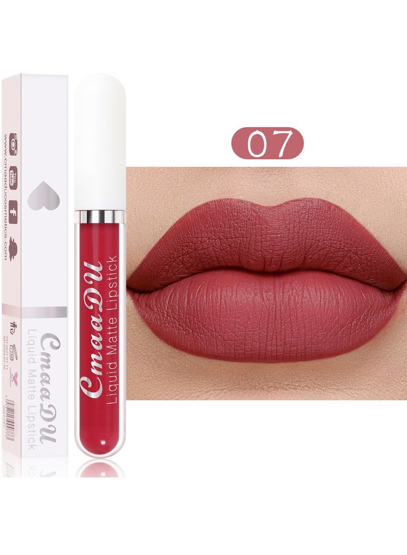 CmaaDu 1pc Liquid Lipstick Lip Gloss, Waterproof Nude Lipstick, Non Fade Long Lasting Color Matte, Natural Formula Hydrating Lip Liner Pens for Multiple Occasions, (Color Matte Lip Gloss_07) - Image 1