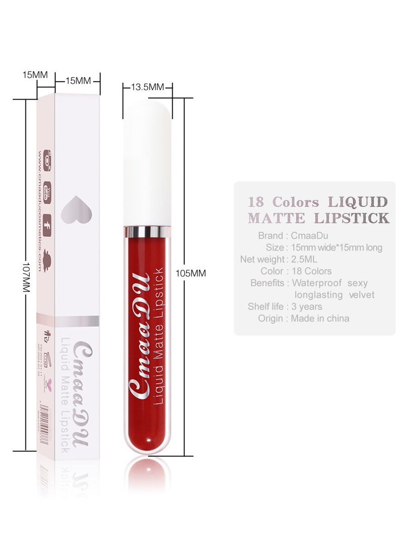 CmaaDu 1pc Liquid Lipstick Lip Gloss, Waterproof Nude Lipstick, Non Fade Long Lasting Color Matte, Natural Formula Hydrating Lip Liner Pens for Multiple Occasions, (Color Matte Lip Gloss_07) - Image 4