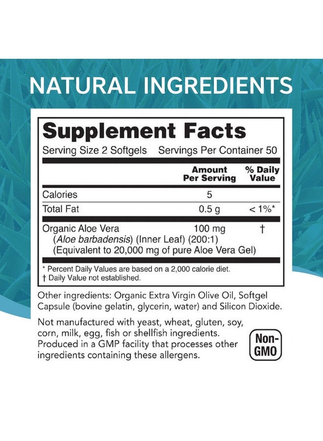 NutriWorth Aloe Vera Supplement (100 Softgels ) 20000Mg Pure Gel Equivalency Made With Organic Aloe Vera - Image 3
