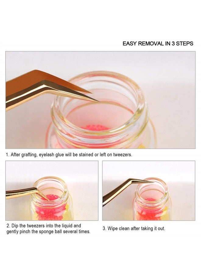 2 Pieces Eyelash Extension Tweezers Cleaner, Tweezers Cleaning Tool Kit with Liquid Glue Remover and Sponge Ball For Lash Extension Application